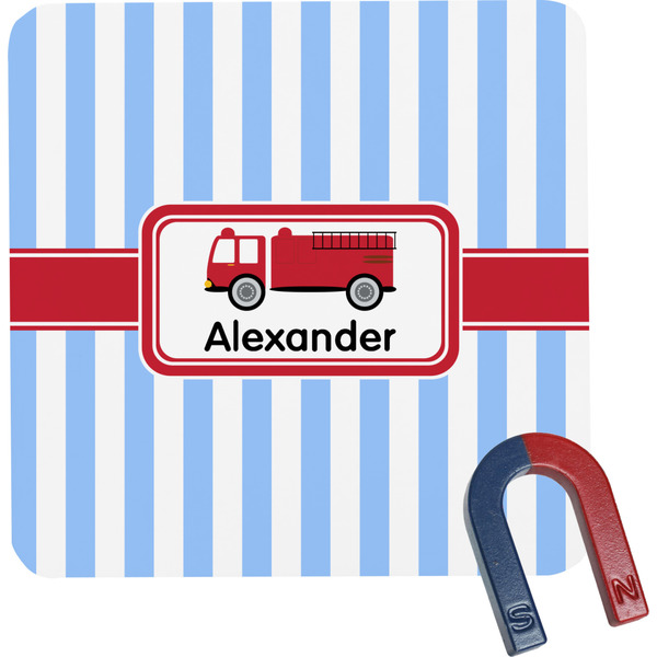 Custom Firetruck Square Fridge Magnet (Personalized)