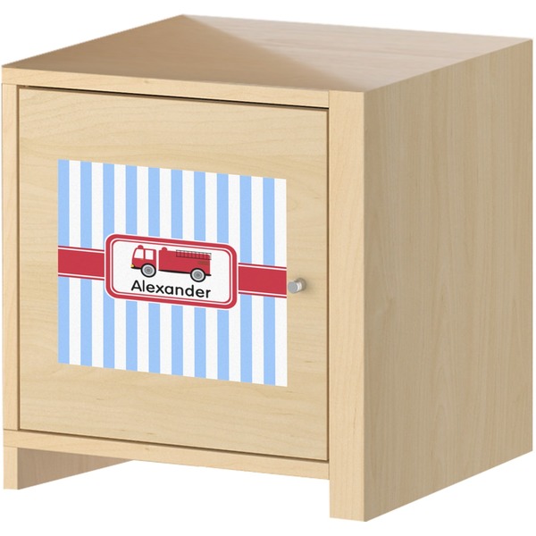 Firetruck Square Wall Decal on Wooden Cabinet