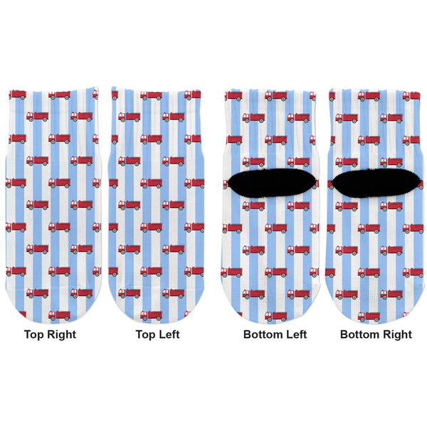 Firetruck Toddler Ankle Socks - Double Pair - Front and Back - Apvl
