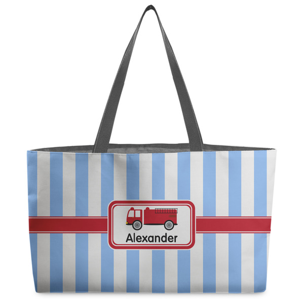 Custom Firetruck Beach Totes Bag - w/ Black Handles (Personalized)