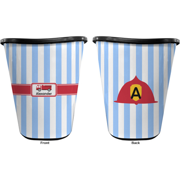 Firetruck Trash Can Black - Front and Back - Apvl