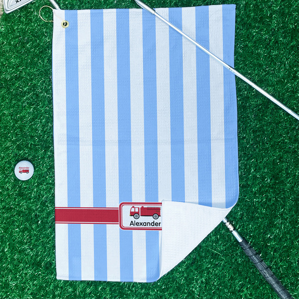 Firetruck Waffle Weave Golf Towel - In Context