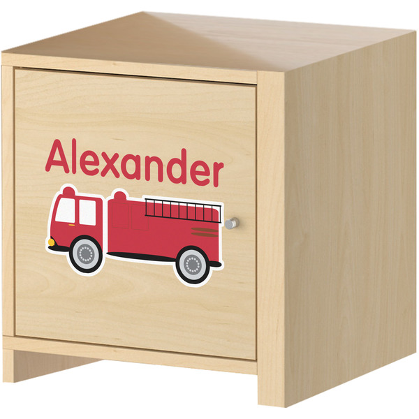 Firetruck Wall Graphic on Wooden Cabinet