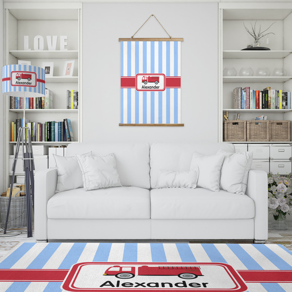 Firetruck Wall Hanging Tapestry - Portrait - IN CONTEXT