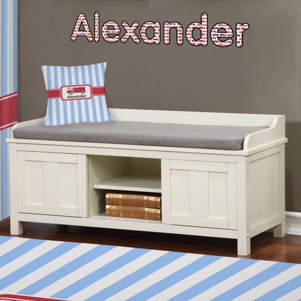 Firetruck Wall Name Decal Above Storage bench
