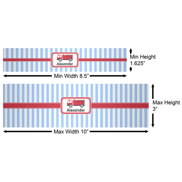 Firetruck Water Bottle Labels w/ Dimensions