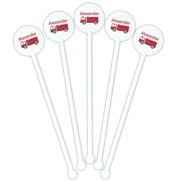 Firetruck White Plastic 5.5" Stir Stick - Fan View
