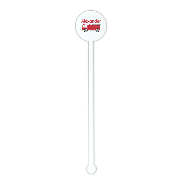 Firetruck White Plastic 5.5" Stir Stick - Round - Single Stick