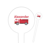 Firetruck Round Plastic Food Picks (Personalized)