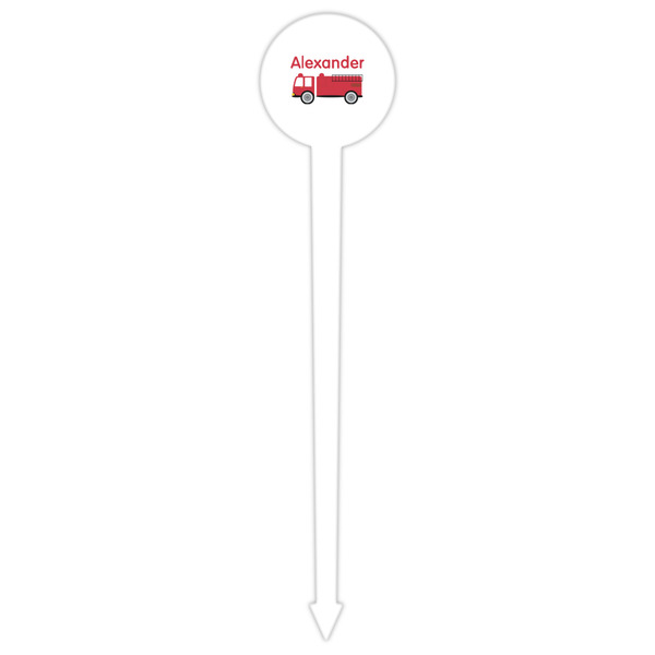 Firetruck White Plastic 6" Food Pick - Round - Single Pick