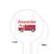 Firetruck White Plastic 6" Food Pick - Round - Single Sided - Front & Back