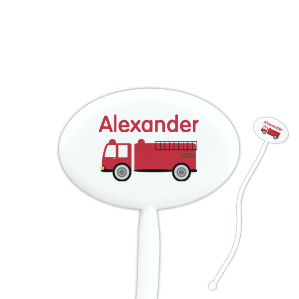 Custom Firetruck Oval Plastic Stir Sticks (Personalized)