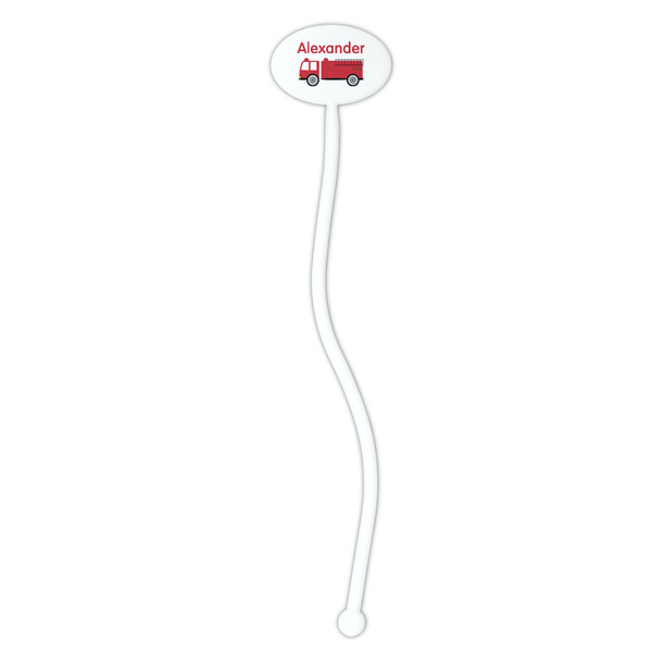 Firetruck White Plastic 7" Stir Stick - Oval - Single Stick