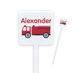 Firetruck Square Plastic Stir Sticks (Personalized)