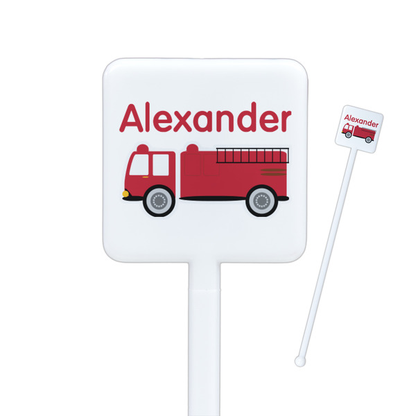 Custom Firetruck Square Plastic Stir Sticks (Personalized)