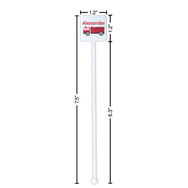 Firetruck White Plastic Stir Stick - Square - Dimensions