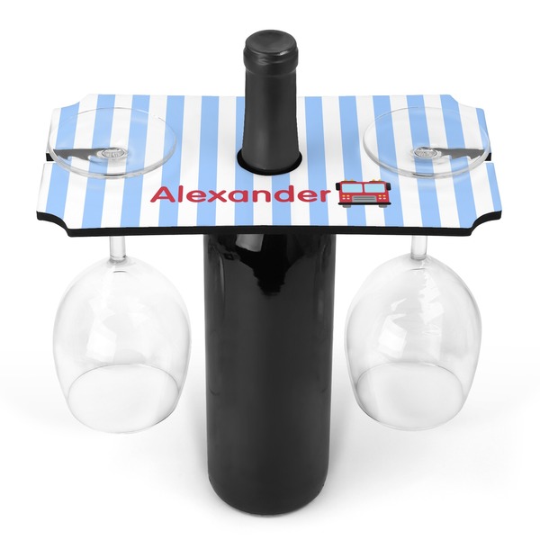Custom Firetruck Wine Bottle & Glass Holder (Personalized)