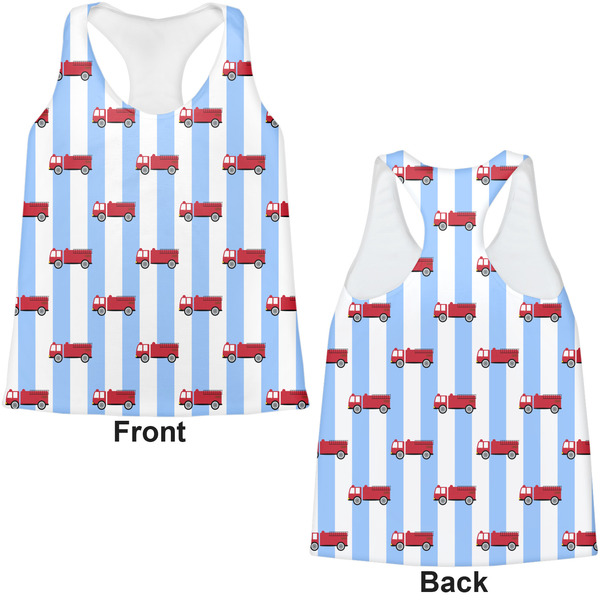 Firetruck Womens Racerback Tank Tops - Medium - Front and Back