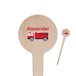 Firetruck 4" Round Wooden Food Picks - Double Sided (Personalized)