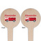 Firetruck Wooden 4" Food Pick - Round - Double Sided - Front & Back