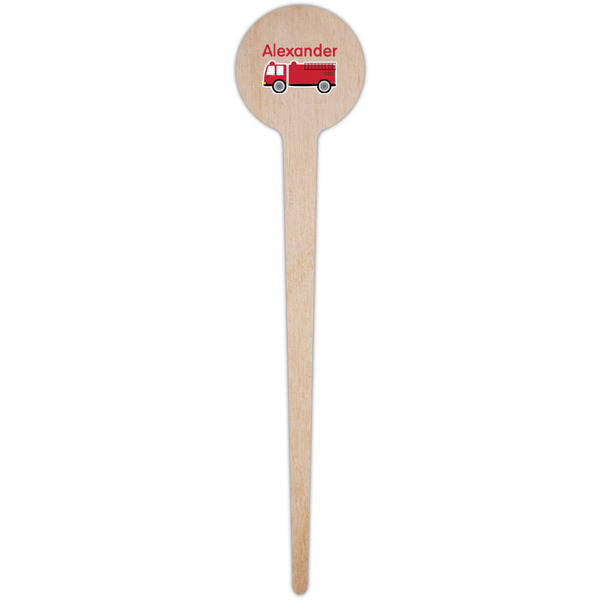 Firetruck Wooden 4" Food Pick - Round - Single Pick