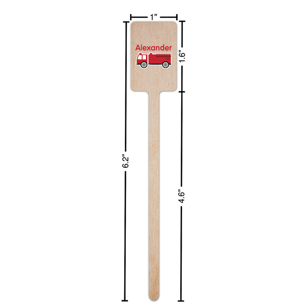 Firetruck Wooden 6.25" Stir Stick - Rectangular - Dimensions