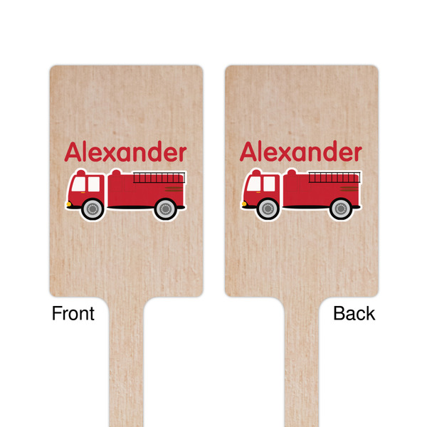 Firetruck Wooden 6.25" Stir Stick - Rectangular - Double Sided - Front & Back