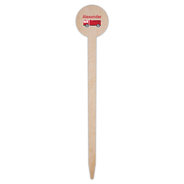 Firetruck Wooden 6" Food Pick - Round - Single Pick