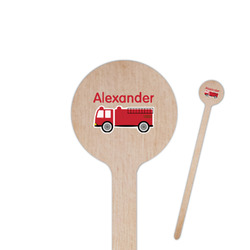 Firetruck 6" Round Wooden Stir Sticks - Double Sided (Personalized)