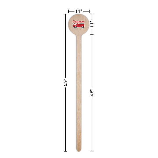 Firetruck Wooden 6" Stir Stick - Round - Dimensions