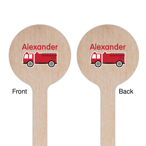 Firetruck Wooden 6" Stir Stick - Round - Double Sided - Front & Back