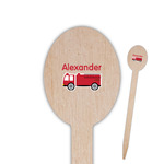Firetruck Oval Wooden Food Picks (Personalized)