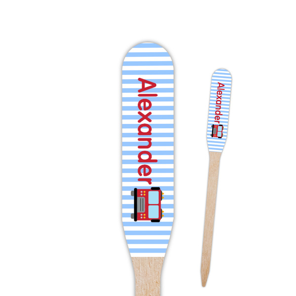 Custom Firetruck Paddle Wooden Food Picks - Double Sided (Personalized)