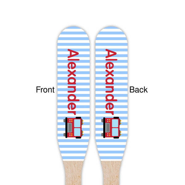 Firetruck Wooden Food Pick - Paddle - Double Sided - Front & Back