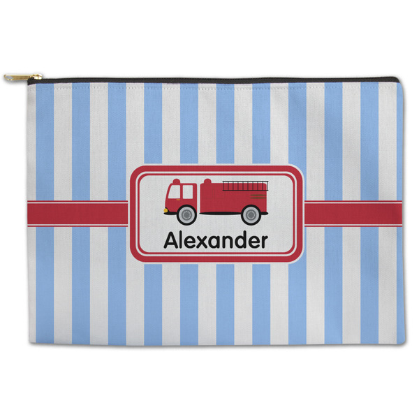 Custom Firetruck Zipper Pouch - Large - 12.5"x8.5" (Personalized)