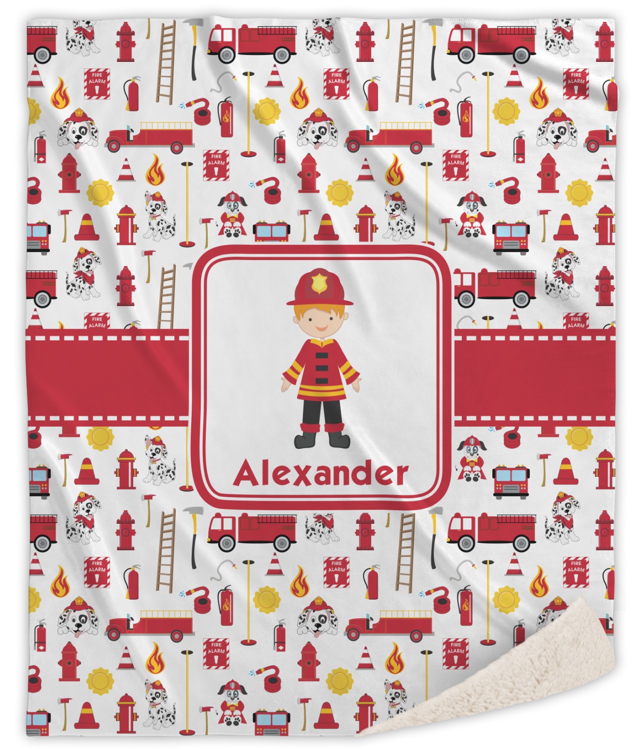 Custom Firefighter Character Sherpa Throw Blanket Personalized
