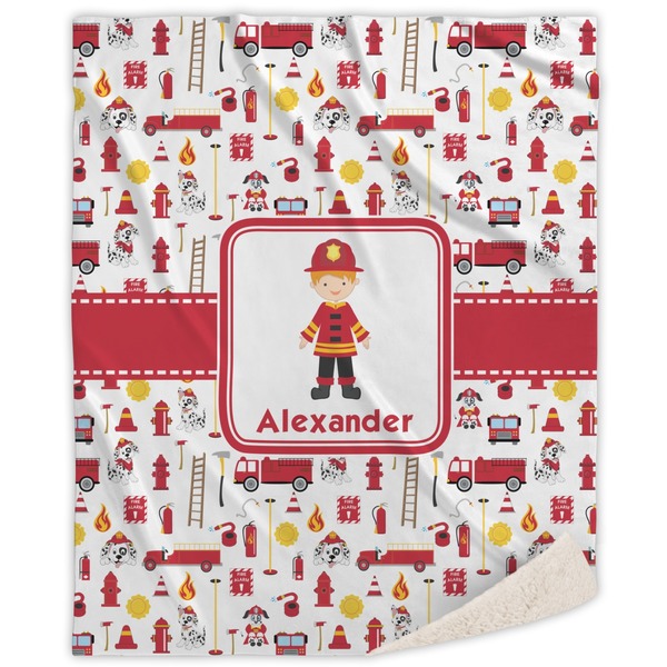Custom Firefighter Character Sherpa Throw Blanket - 60"x80" w/ Name or Text