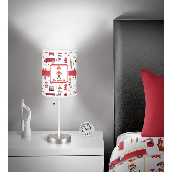 Firefighter 7 inch drum lamp shade - in room