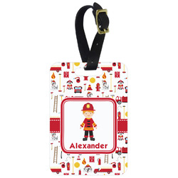 Firefighter Character Metal Luggage Tag w/ Name or Text