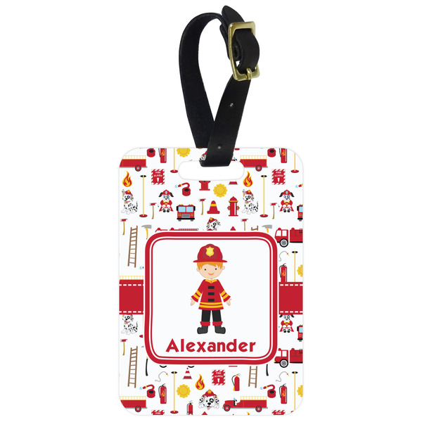 Custom Firefighter Character Metal Luggage Tag w/ Name or Text