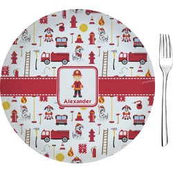 Firefighter Character 8" Glass Appetizer / Dessert Plates - Single or Set (Personalized)