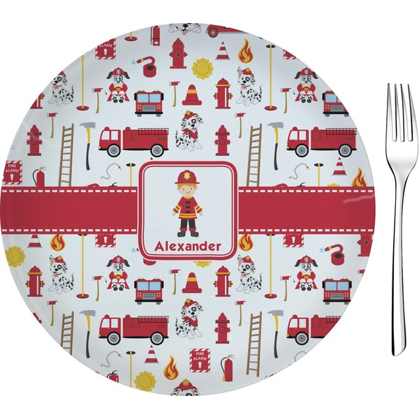 Custom Firefighter Character 8" Glass Appetizer / Dessert Plates - Single or Set (Personalized)