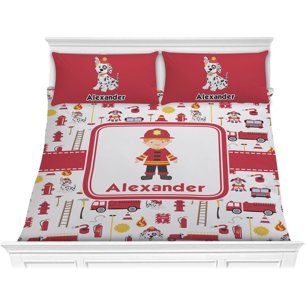 Custom Firefighter Character Comforter Set - King w/ Name or Text