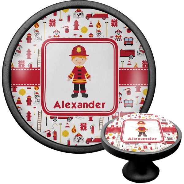 Custom Firefighter Character Cabinet Knob (Black) (Personalized)