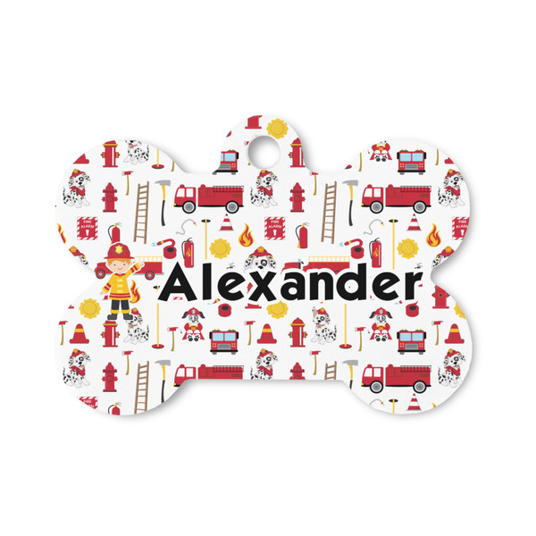 Custom Firefighter Character Bone Shaped Dog ID Tag - Small (Personalized)