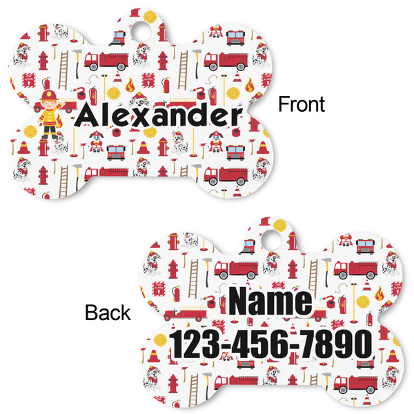 Firefighter Bone Shaped Dog Tag - Front & Back