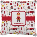 Firefighter Character Faux-Linen Throw Pillow 16" w/ Name or Text