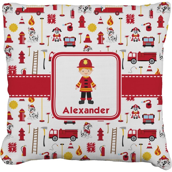 Custom Firefighter Character Faux-Linen Throw Pillow 16" w/ Name or Text