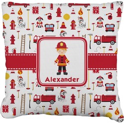 Firefighter Character Faux-Linen Throw Pillow 18" w/ Name or Text