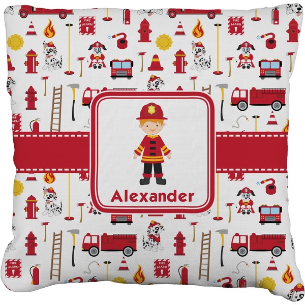 Custom Firefighter Character Faux-Linen Throw Pillow 18" w/ Name or Text